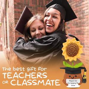 Muñeca de Girasol de Ganchillo Positiva con Tarjeta de Agradecimiento, Regalo para Amigos, Mamá, Navidad, Graduación, Regalo de Agradecimiento, Flor de Ganchillo - Product Image 6