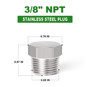 ข้อต่อปลั๊กท่อหกเหลี่ยมสแตนเลสแบบเกลียว 3/8 NPT 1/2 NPT 1/4 NPT 1/8 NPT ชนิดตัวผู้ - Product Image 5