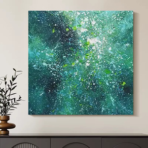 Abstract Decorative Painting Green Hand Painted Textured Oil Modern Minimalist <b>Wall</b> Art For Living Room Sofa Background - Product Image 5