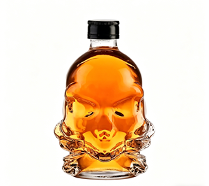 Botella <span class=keywords><strong>de</strong></span> Vidrio con Forma <span class=keywords><strong>de</strong></span> <span class=keywords><strong>Calavera</strong></span> <span class=keywords><strong>de</strong></span> Cristal <span class=keywords><strong>de</strong></span> 1000ml, 750ml, 500ml y 100ml con Tapón <span class=keywords><strong>de</strong></span> Corcho y Serigrafía para Brandy, Tequila y Vino - Product Image 2