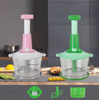 Hachoir manuel 1,5 L pour oignons, ail, poivrons, fruits et légumes – Mini robot culinaire manuel
