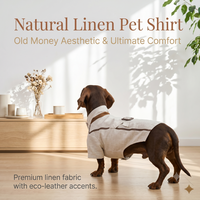 Chemise pour chien en lin naturel respirante, style Old Money, avec col montant et bordure en daim, boutonnée, pour l'été, pour petits chiens