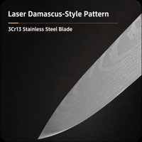 Grandsharp — ensemble de couteaux Laser damas, ensemble Unique japonais en acier inoxydable, manche en Pakkawood, couteaux de cuisine bon marché 6 pièces