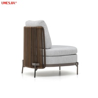 Moderne Meubles En Rotin Extérieur Patio Jardin Lotus Rotin canapé Chaise Chaise De Loisirs en acier inoxydable jambes en couleur Bronze