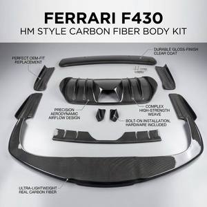 Kit carrosserie HM Style en fibre de carbone pour <span class=keywords><strong>Ferrari</strong></span> F430 : Lame avant, jupes latérales, diffuseur arrière, aileron – Tuning aérodynamique - Product Image 1