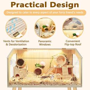 Grandes maisons pour animaux de compagnie 32 "x 16" x 40 "Cage pour hamster avec pattes Habitat anti-mastication pour cochons d'Inde et maison pour hamster - Product Image 3