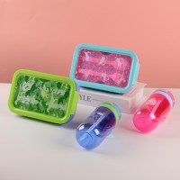 Ensemble de boîte à lunch et gourde de camping pour enfants, 16 oz, écologique, sans BPA, anti-fuite, avec paille intégrée