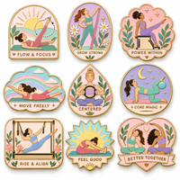 Badges personnalisés en émail dur pour la collection Pilates Yoga, badges motivants pour le renforcement du corps et de l'esprit, pour les studios de fitness