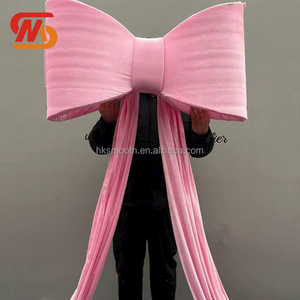 SMOOTH Velvet Pink Giant Bow Silk Bow Knot Hand Made Fabric Bows <b>Backdrop</b> for Wedding Decoration - Product Image 5