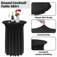 Jupe de table extensible en polyester spandex, couverture de table élastique pour mariage, banquet, cocktail, événement, décoration, tailles multiples, vente en gros