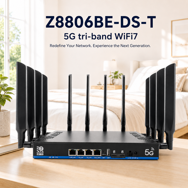 5g Wireless Sim Router Wifi7 5G Integrated Gateway 2.4G/5.8G/6GHz Tri-band 19000Mbps 2.5G LAN/WAN Support Deep OpenWrt Customize