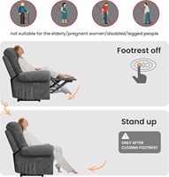 Fauteuil inclinable électrique Welzona, design ultra confortable en tissu de velours côtelé, port USB, petit espace, montage sans outil avec 2 poches latérales