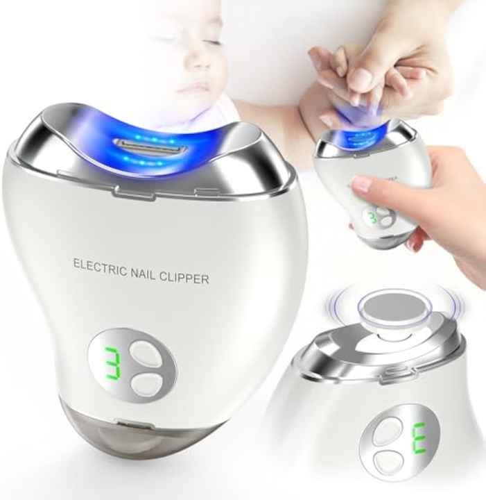 USB Rechargeable Safety Fingernail Trimmer for Baby, Kids, Seniors, 3 Speeds LCD Digital Display Automatic Electric Nail Clipper