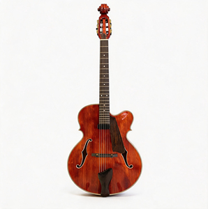 กีตาร์แจ๊สทรงโค้งขนาด 17 นิ้ว แกะสลักด้วยมือ รุ่น Violin Style ทำจากไม้มะฮอกกานี เมเปิล สปรูซ และไม้มะเกลือ  แบบโปร่ง  ระบบไฟฟ้า-อะคูสติก ยี่ห้อ Yunzhi - Product Image 1