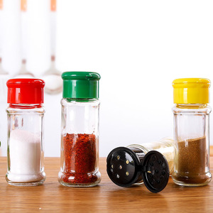 Factory Direct Sale Eco-friendly Stackable Cylinder Shape Glass Salt Pepper <b>Bottles</b> <b>Plastic</b> Caps Silk Screen Printed Spice - Product Image 4