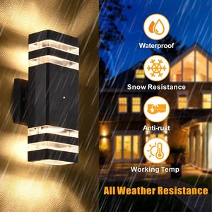 Lampe murale LED double tête étanche en aluminium pour extérieur, idéale pour la maison et le jardin, éclairage haut et bas, vente en gros - Product Image 4
