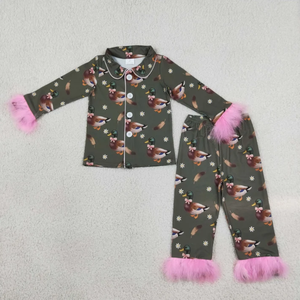 Mallard Duck Pattern <b>Toddler</b> Pajama Set Soft Fabric Kids Night Outfit With Minky Dot Baby <b>Blanket</b> - Product Image 3