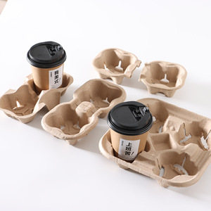 Portavasos Desechable de Fibra de Pulpa para Café, Té y Bebidas Calientes, Bandeja Portavasos de Papel para Llevar, para 2/4 Vasos - Product Image 3