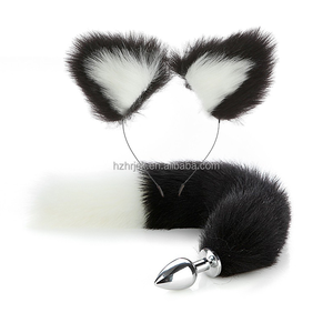 Fluffy Fox Ear Headband & Tail Anal Ass Plug Accesorios <span class=keywords><strong>de</strong></span> disfraz <span class=keywords><strong>de</strong></span> poliéster para mujeres adultas - Product Image 2