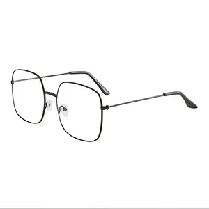 ハイグレードエレガントシンプルライトオーバーサイズメタルフレーム女性男性スクエア超軽量光学眼鏡フレーム処方