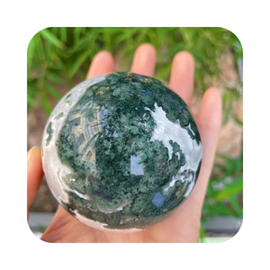 En çok satan yüksek kalite doğal <span class=keywords><strong>Moss</strong></span> akik küre kristal meditasyon yeşil cilalı kuvars topu halk el sanatları dekorasyon için - Product Image 1