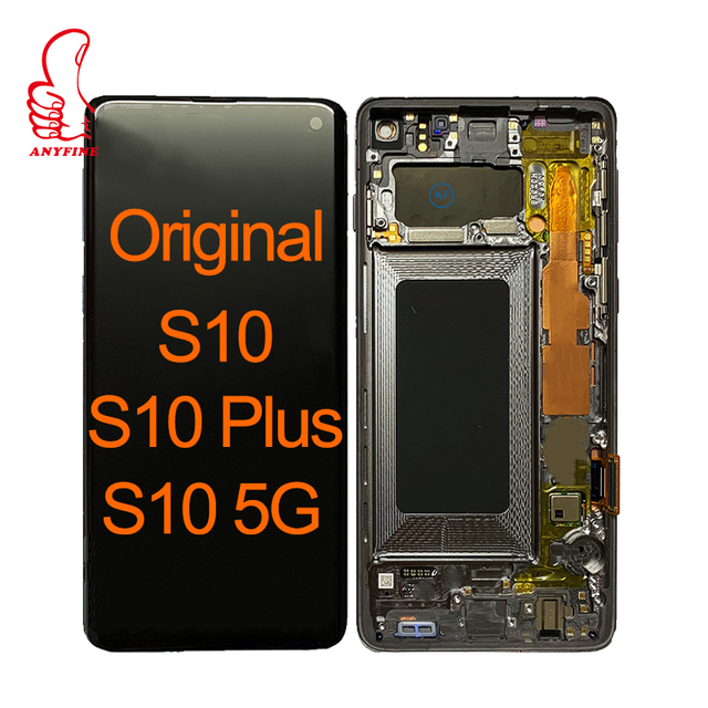 Replacement Original New for Samsung Galaxy S10+ Lcd Display Touch Screen Digitizer Assembly for Samsung S10 Plus+Frame