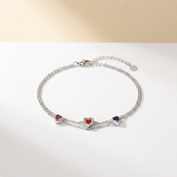 Bijoux fantaisie en gros, commande en gros personnalisée, bracelets en argent sterling 925 plaqué rhodium avec zircon, forme cœur, pour femmes, cadeau