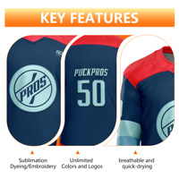 Maillot de hockey sur glace personnalisable pour adulte, imprimé par transfert thermique, nom de l'équipe, unisexe, 100% polyester, vêtements de sport, tissu 220g, service OEM