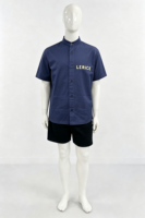 Chemises à boutons brodées bleues à manches courtes surdimensionnées pour les chefs, les travailleurs, les vêtements de rue, chemises respirantes pour hommes