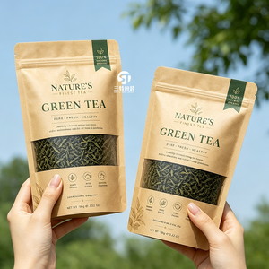 Bolsas de Café Ecológicas de Papel Kraft |   Empaque de Té Verde a Prueba de Humedad con Cierre Vertical y Ventana - Product Image 6