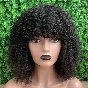 Verified Suppliers For Human Hair Wigs,Ladies Hair Wig Kinky Curly Bob Wig,Super Double Drawn Bang Wigs Human Hair No Lace Kinky