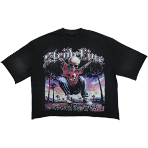 T-Shirt da Uomo con Maniche Corte, Design con Orlo Inferiore, Tessuto in Cotone French Terry con Stampa DTG Personalizzata e Lavaggio Chiaro - Product Image 1