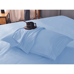 Deep Pocket High Quality Bedding 1800 <strong>Thread</strong> Count Hotel Home <strong>Bedsheet</strong> 4 Piece Bed Sheet Set Light Blue Color - Product Image 2