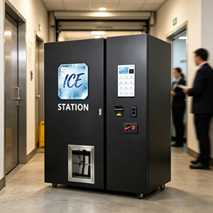 Distributeur de glaçons en sachets, machine à glaçons en libre-service, kiosque entièrement intégré pour la fabrication, l'emballage et la distribution de glaçons - Product Image 1