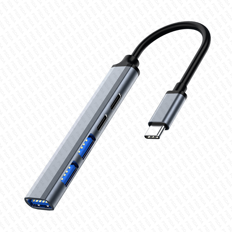Gris-Type-C 5-en-1: PD 65W + USB 3.0*1 + USB 2.0*2