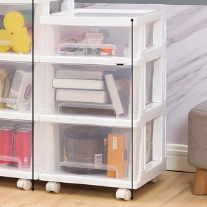 Armoire de rangement d'angle transparente pour salon et chambre <span class=keywords><strong>à</strong></span> coucher, gain de place, <span class=keywords><strong>tour</strong></span> de rangement en plastique <span class=keywords><strong>à</strong></span> <span class=keywords><strong>3</strong></span> <span class=keywords><strong>tiroirs</strong></span> avec <span class=keywords><strong>roulettes</strong></span> - Product Image 1