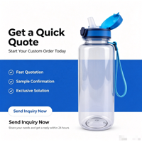 Bouteille d'eau personnalisée en plastique/verre Tritan. Plusieurs styles. Sans BPA. Étanche aux fuites. Durable. pour la gym, les sports et les activités de plein air.