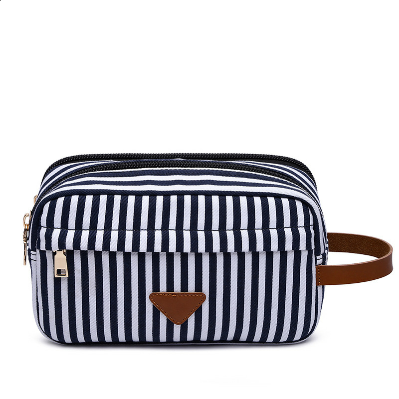 Striped Makeup Clutch Bag