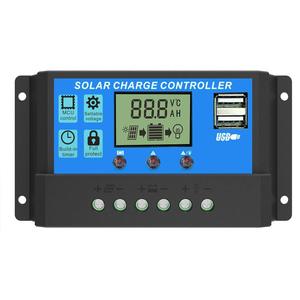 ตัวควบคุมการชาร์จพลังงานแสงอาทิตย์แบบ PWM 12/24 โวลต์ 10 แอมป์ พร้อมพอร์ต USB และหน้าจอ LCD - Product Image 1