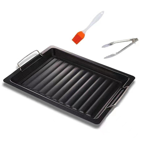 Custom 30cm Rib Lines Kitchen Thickened Turkey <strong>Enamel</strong> Baking <strong>Pan</strong> Skillet <strong>Frying</strong> <strong>Pan</strong> BBQ <strong>Grill</strong> Tray Enameled Baking Tray Plate - Product Image 2