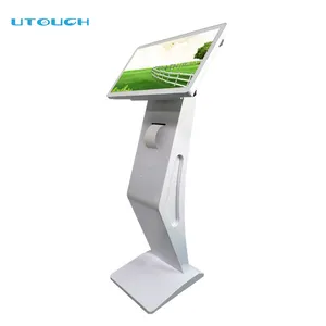 21.5 Inch Self Service Kiosk With Printer Interactive Touch Screen Digital Totem Indoor Lcd Digital Signage For Bank Queueing