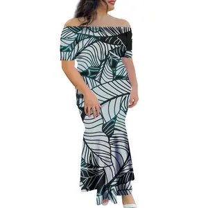 Fabrika çıkış rahat yakın uydurma fishtail elbise özel giyim kadın soğuk omuz lüks hawaiian düğün mermaid elbise