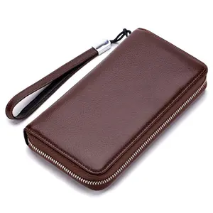 중국 공급 업체 oem 지퍼 클러치 지갑 사용자 정의 로고 판매 도매 망 슬림 정품 가죽 긴 럭셔리 지갑