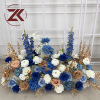 Décoration florale de mariage faite à la main, série Forêt ZKAI, couleur bleue, fleurs artificielles en soie, chemin de table