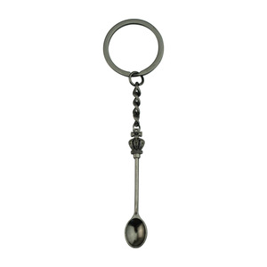 Mini cuillère fourchette métal porte-clés nouvelle mode classique couronne pendentif pour cuisine vaisselle Vintage bricolage métal support chaîne cadeau - Product Image 5