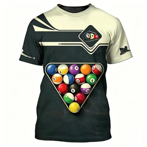 Camiseta de Billar Vintage Personalizada S.Q.F, 100% Algodón, Manga Corta, Rayas Retro, Transpirable, de Secado Rápido, para Hombre - Product Image 3