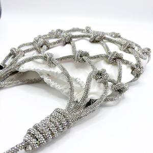 Borsa a mano in rete di cristallo con strass lucidi intrecciati a mano, design esclusivo, per uso quotidiano, da donna, fai da te, con strass in cristallo intrecciati - Product Image 5