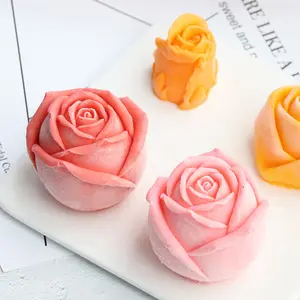 Romántico pastel de silicona Rosa flor moldes hechos a mano silicona Fondant molde para pastel jabón vela 3D rosas