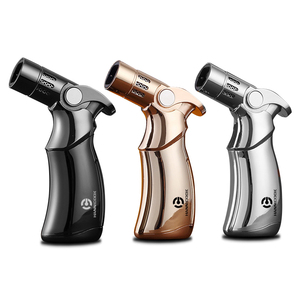Encendedor de aleación de lujo de 4 antorchas, antorcha de chorro de cigarros de Metal para fumar, regalo de negocios, embalaje de logotipo elegante para uso en la cocina - Product Image 1