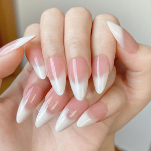 24 Uds <span class=keywords><strong>Rosa</strong></span> <span class=keywords><strong>Blanco</strong></span> francés Prensa en <span class=keywords><strong>uñas</strong></span> medio arco cuadrado Ombre <span class=keywords><strong>uñas</strong></span> postizas reutilizables semitransparentes cubierta completa <span class=keywords><strong>uñas</strong></span> postizas - Product Image 1